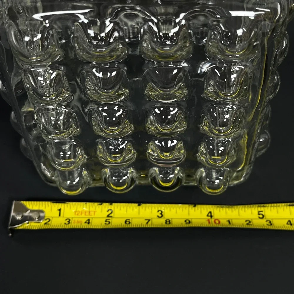 Vintage Hobnail Glass Apothecary Canister Jar Clear Square Ceramic Lid MCM Retro